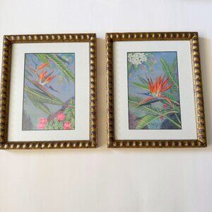 Hawaiian Botanical Bird of Paradise Art Print Set of 2